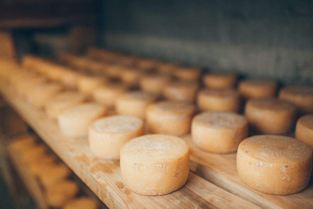 cheese production, storage shelving and textured cheeses