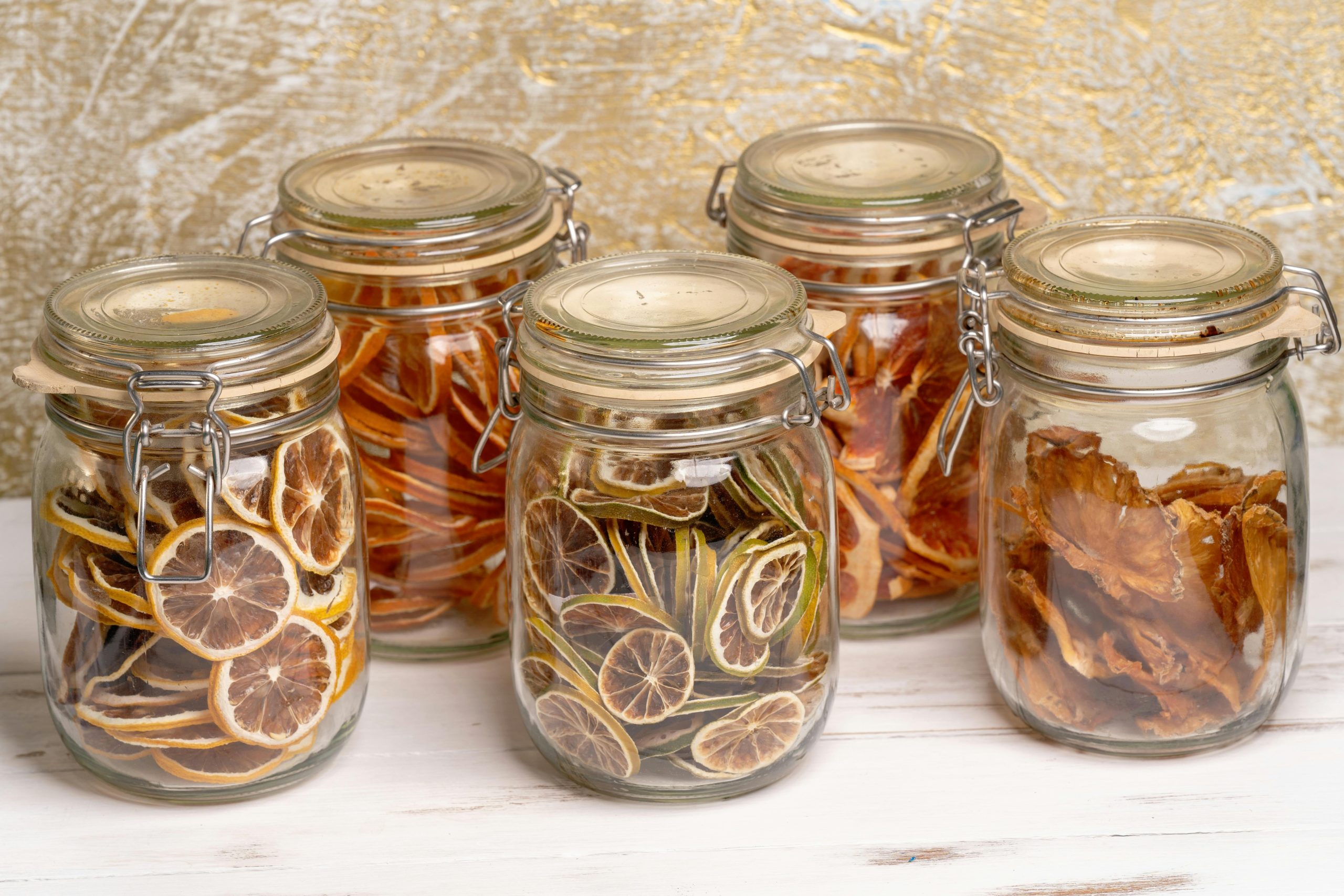 Jars of dried fruits