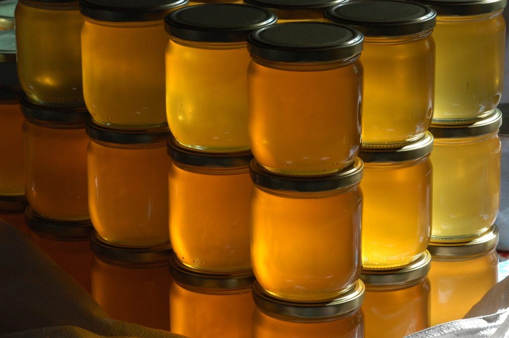 honey, honey jars, food