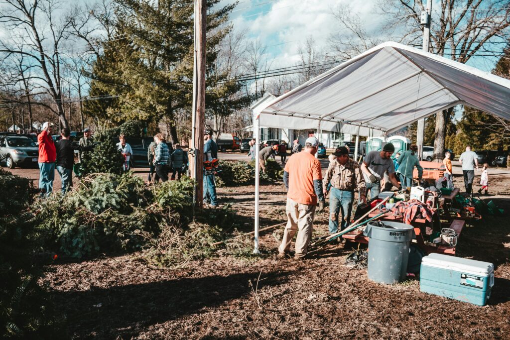 families await their turns at getting their trees stockpack unsplash