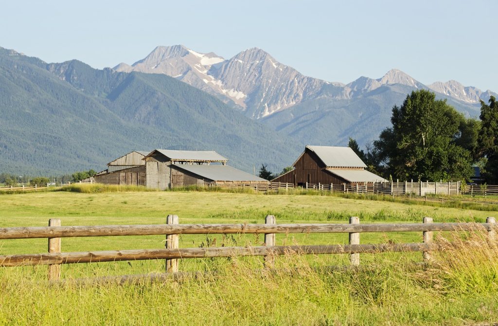 farm, ranch, mountains