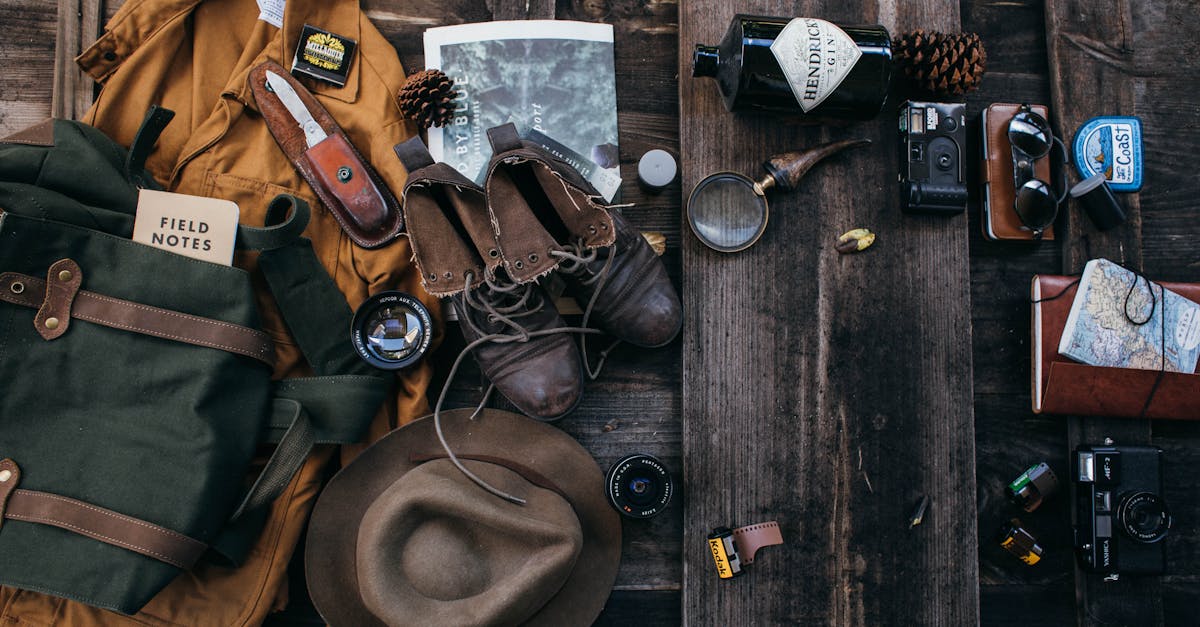 a nostalgic flat lay of vintage travel gear perfect for adventure seekers