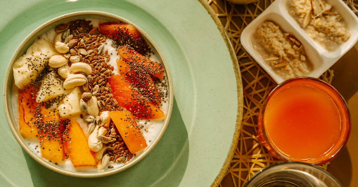 a vibrant breakfast bowl with yogurt fruits and seeds perfect for a healthy morning start