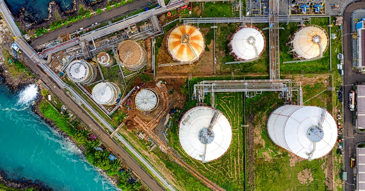 aerial view of an industrial complex near a river in banten indonesia showcasing storage tanks