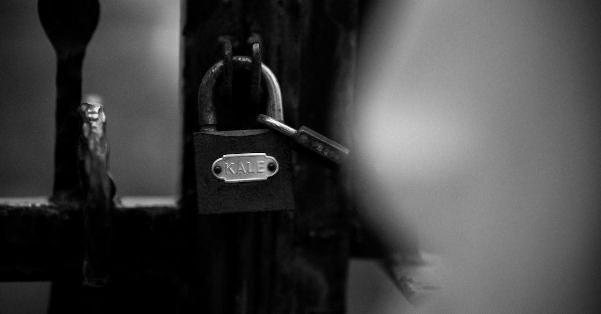 close up of a padlock on an iron fence in monochrome symbolizing security