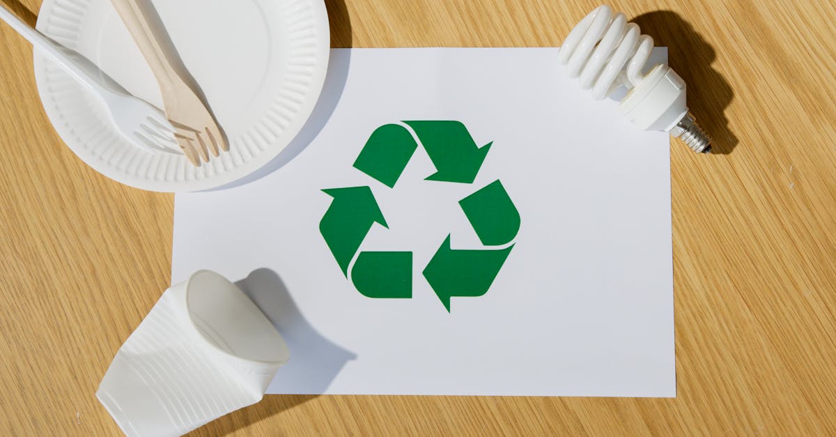 eco friendly utensils light bulb and recycling symbol on paper emphasize sustainable living