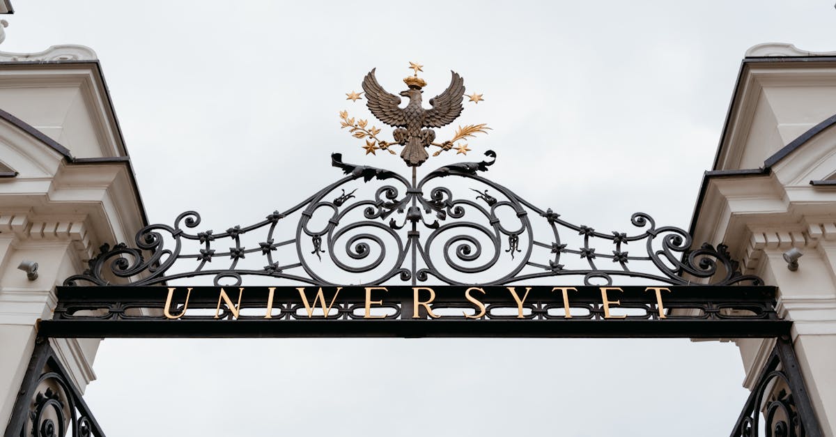 ornate iron gate of historic university with traditional architectural details