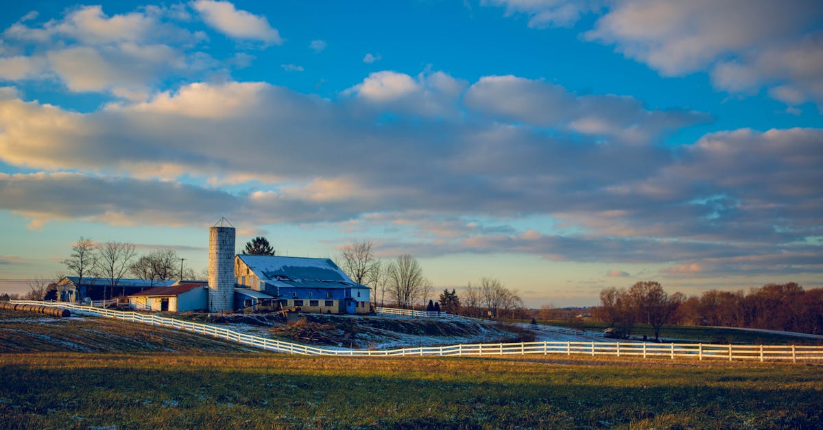 picturesque rural farm landscape with an expansive sky and vibrant clouds